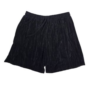 NEW F21 black textured terry cloth drawstring pull on casual‎ shorts 2X